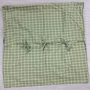 VTG The Company Store Patchwork Madras Sham 26" Euro Green Plaid Cotton Ties